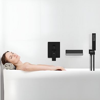 Matte Black Waterfall Bathtub Shower Faucet Set