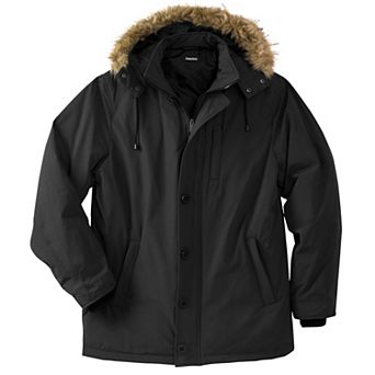 Kingsize Men's Big & Tall Arctic Down Parka With Detachable Hood And Insulated Cuffs