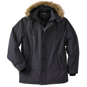 Kingsize Men's Big & Tall Arctic Down Parka With Detachable Hood And Insulated Cuffs