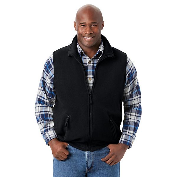zelalぜラール山羊皮ブラックブルゾン3Lサイズ KingSize Men's Big & Tall Explorer Plush Fleece Zip Vest