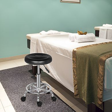 Modern Style Round Shape Bar Stool With Lines Rotation