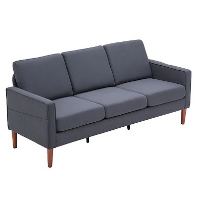 Modern Second Generation Three Seats Solid Wood Frame Indoor Modular Sofa-Dark Grey