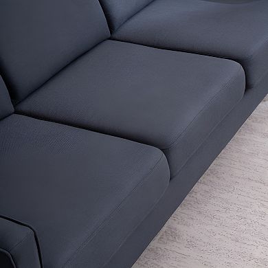 Modern Second Generation Three Seats Solid Wood Frame Indoor Modular Sofa-Dark Grey