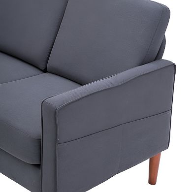 Modern Second Generation Three Seats Solid Wood Frame Indoor Modular Sofa-Dark Grey