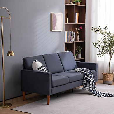 Modern Second Generation Three Seats Solid Wood Frame Indoor Modular Sofa-Dark Grey