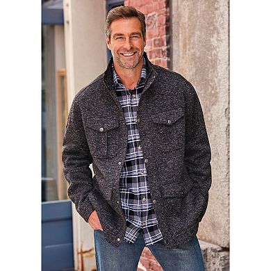 Kingsize Men's Big & Tall Sweater Fleece Multi-pocket Jacket