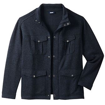 Kingsize Men's Big & Tall Sweater Fleece Multi-pocket Jacket
