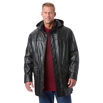 KingSize Men's Big & Tall Hooded Leather Parka