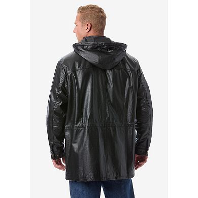 KingSize Men's Big & Tall Hooded Leather Parka