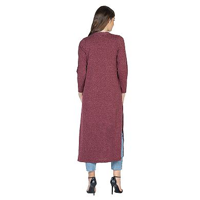 Women's 24Seven Comfort Apparel Long Duster Open Front Knit Cardigan
