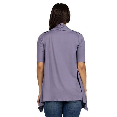 Women's 24Seven Comfort Apparel Loose Fit Open Front Cardigan with Half Sleeve