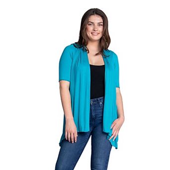 Women's 24Seven Comfort Apparel Loose Fit Open Front Cardigan with Half Sleeve