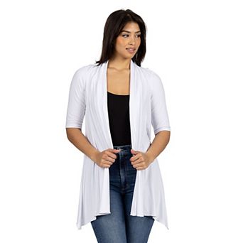 Women's 24Seven Comfort Apparel Loose Fit Open Front Cardigan with Half Sleeve