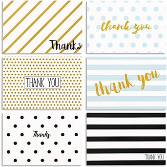 48 Pack Thank You Cards With Envelopes, All Occasion, Blank, 6 Designs, 4x6