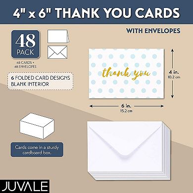 48 Pack Thank You Cards With Envelopes, All Occasion, Blank, 6 Designs, 4x6