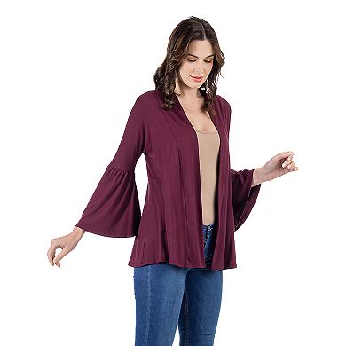 Women's 24Seven Comfort Apparel Bell Sleeve Flared Open Front Cardigan
