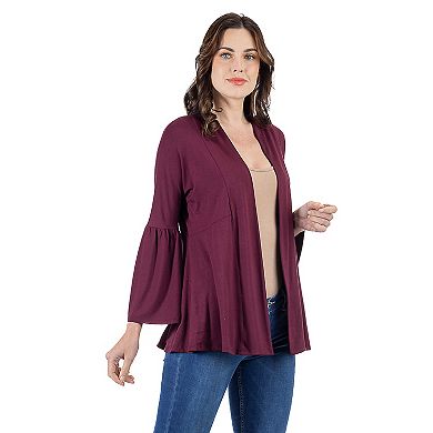 Women's 24Seven Comfort Apparel Bell Sleeve Flared Open Front Cardigan