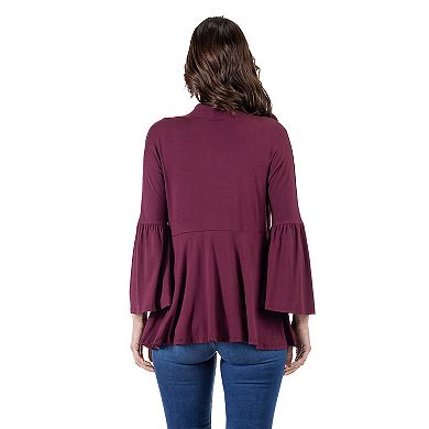 Women's 24Seven Comfort Apparel Bell Sleeve Flared Open Front Cardigan