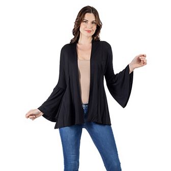 Women's 24Seven Comfort Apparel Bell Sleeve Flared Open Front Cardigan