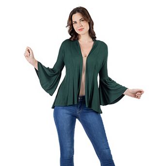 Women's 24Seven Comfort Apparel Bell Sleeve Flared Open Front Cardigan