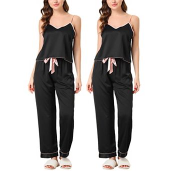 Women's Summer Suspenders Ice Silk Pajamas Home Clothes Three Piece Set