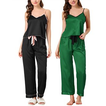 Women's Summer Suspenders Ice Silk Pajamas Home Clothes Three Piece Set