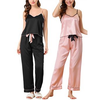 Women's Summer Suspenders Ice Silk Pajamas Home Clothes Three Piece Set