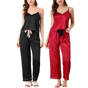 Women's Summer Suspenders Ice Silk Pajamas Home Clothes Three Piece Set