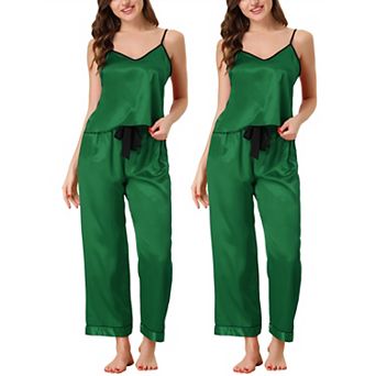 Women's Summer Suspenders Ice Silk Pajamas Home Clothes Three Piece Set