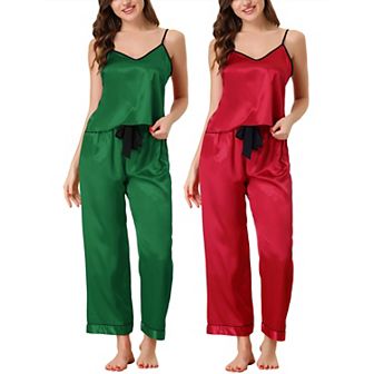 Women's Summer Suspenders Ice Silk Pajamas Home Clothes Three Piece Set