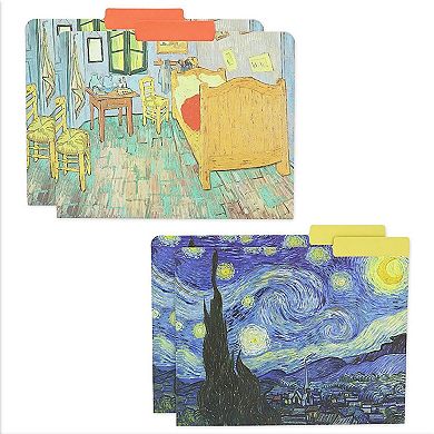 12 Pack File Folders with Artwork designed by Van Gogh, 1/3 Cut Tab, Letter-Size