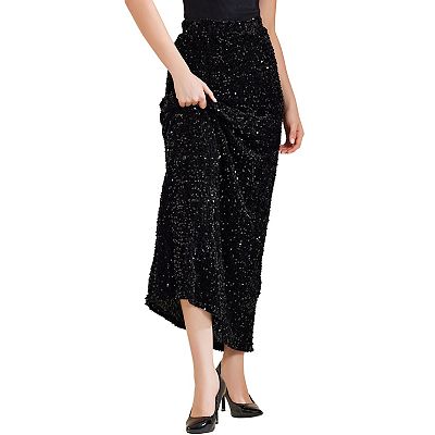 Party Maxi Skirt Velvet Party Skirt Navy Blue Velvet Pencil Skirt