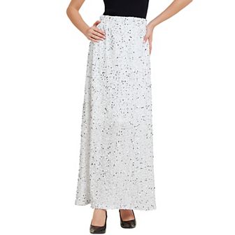 Sequin Velvet Skirt For Women's Elastic Waist Sparkle Party Maxi Skirt