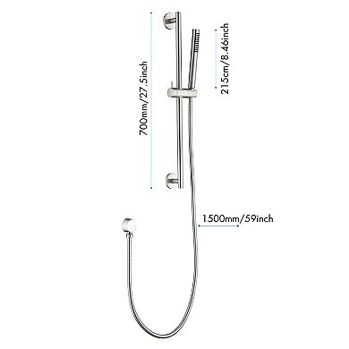 Versatile Handheld Shower System with 28-Inch Slide Bar and 59-Inch Flexible Hose