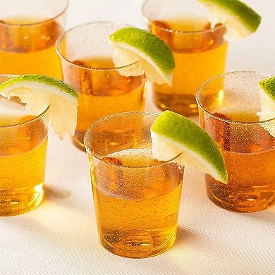 100 Pack Gold Glitter Shot Glasses, Disposable 2oz Plastic Cups For Birthday
