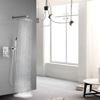 Complete Shower System with Rainfall Showerhead and Handheld Spray