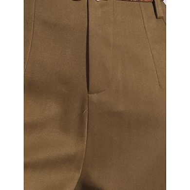 Women's Pants Fall Winter Blend High Waist Wide Leg Zipper Pockets Belt Business Casual Pants