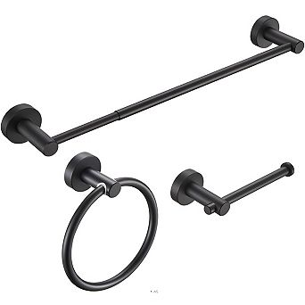 Elegant Matte Black Bathroom Hardware 3 pc Set