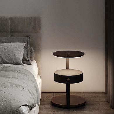 Ozarke Eco Smart Side Table Three Color Dimmable Led Lighting Table With Wireless Charging