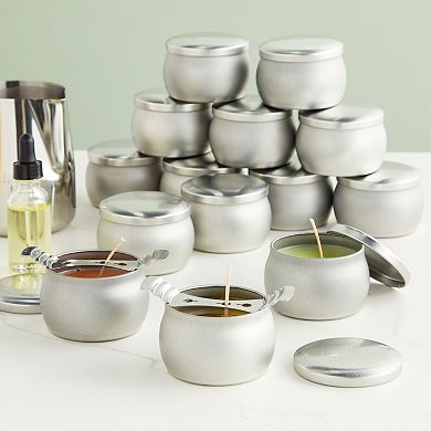 24 Pack Round Metal Tins With Lids For Candle Making And Diy Crafts, 4 Oz