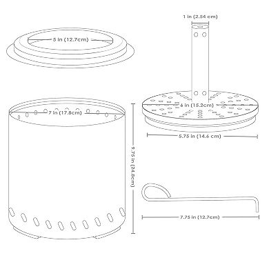 Sunnydaze Tabletop Smokeless Fire Pit with Triple Burn Design - Silver