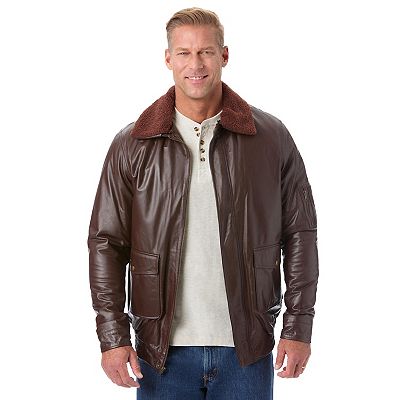 KingSize Men's Big Tall Leather Flight Bomber Jacket