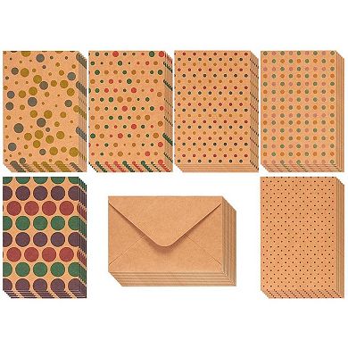 36pcs All Occasion Kraft Polka Dot Greeting Cards W/envelopes Blank Inside 4x6"