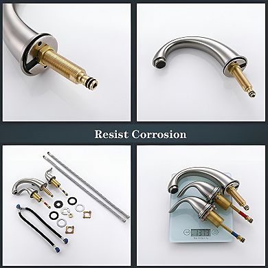 Brushed Nickel Widespread & Waterfall Bathroom Faucet