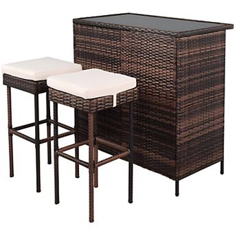 Bar Table And Bar Stool Three-piece Set Brown Gradient