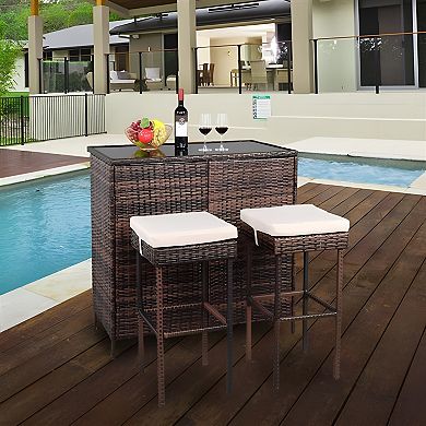 Bar Table And Bar Stool Three-piece Set Brown Gradient
