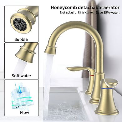 High-Quality Traditional and Luxury Brushed Gold Widespread Bathroom Sink Faucet