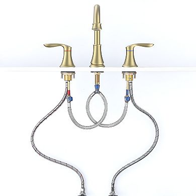 High-Quality Traditional and Luxury Brushed Gold Widespread Bathroom Sink Faucet