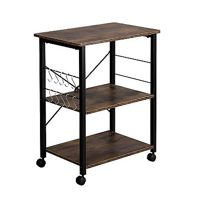 Bakers Rack 3-tier Kitchen Utility Microwave Oven Stand Storage Cart Workstation Shelf