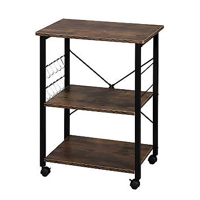 Bakers Rack 3-tier Kitchen Utility Microwave Oven Stand Storage Cart Workstation Shelf